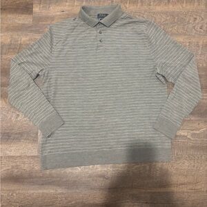 Polo by Ralph Lauren Men's Polo Knit Shirt in Light Gray Stripes